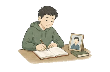 用一个主体和一个核心动作清晰表现“自传的；自传体的”