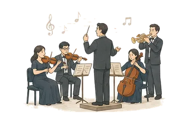 用一个主体和一个核心动作清晰表现“音乐会；协调一致”