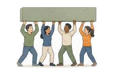 用一个主体和一个核心动作清晰表现“协调一致的，共同努力的”