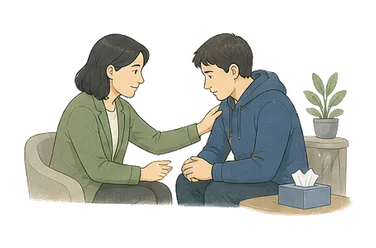 用一个主体和一个核心动作清晰表现“有自杀倾向的；自我毁灭的”