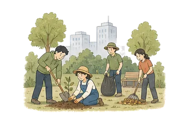 用一个主体和一个核心动作清晰表现“市民的，公民的；城市的”
