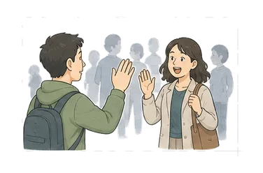 用一个主体和一个核心动作清晰表现“认出；承认”