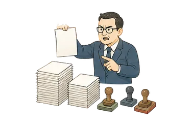 用一个主体和一个核心动作清晰表现“官僚的，官僚主义的”
