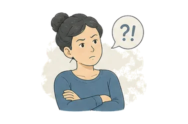 用一个主体和一个核心动作清晰表现“怀疑,不相信”