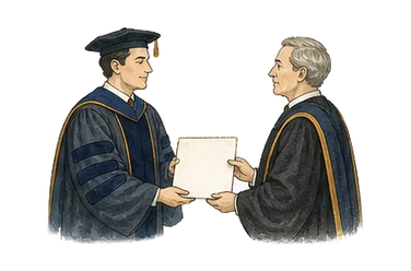用一个主体和一个核心动作清晰表现“博士学位”