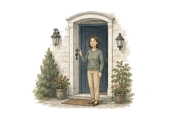 用一个主体和一个核心动作清晰表现“住所，定居地；法定居所”