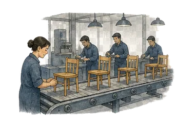 用一个主体和一个核心动作清晰表现“生产；产量；演出”