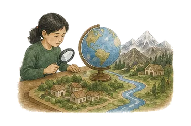 用一个主体和一个核心动作清晰表现“地理学；地理”