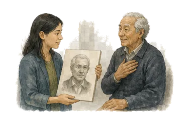 用一个主体和一个核心动作清晰表现“尊崇，敬意；致敬之作”
