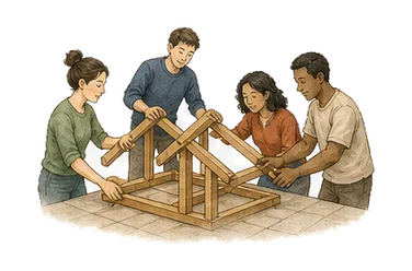 用一个主体和一个核心动作清晰表现“合作,协作;合作成果”