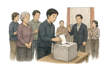 用一个主体和一个核心动作清晰表现“选举;当选的(尚未就职)”