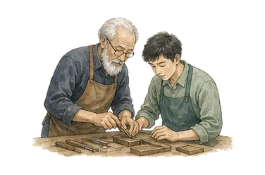 用一个主体和一个核心动作清晰表现“主人；大师；掌握；精通”