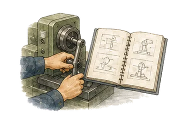 用一个主体和一个核心动作清晰表现“手动的，手工的；手册，说明书”