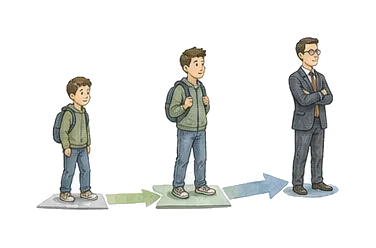 用一个主体和一个核心动作清晰表现“中级的，中等的；中间物；中间人”