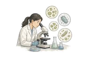 用一个主体和一个核心动作清晰表现“微生物学”