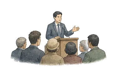用一个主体和一个核心动作清晰表现“部长，大臣；牧师；照料，服侍”