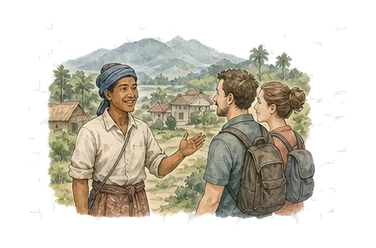 用一个主体和一个核心动作清晰表现“本地的；土著的；本地人”