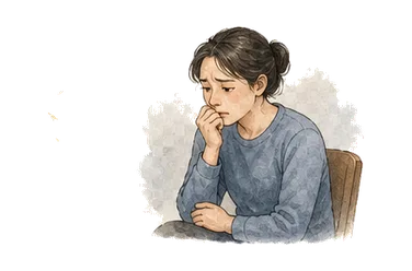 用一个主体和一个核心动作清晰表现“紧张的；焦虑不安的；神经的”