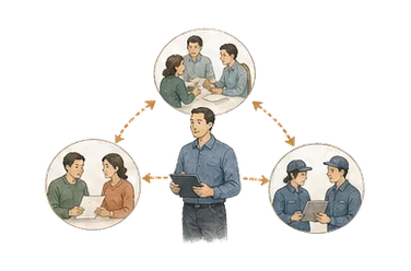用一个主体和一个核心动作清晰表现“协调者;统筹人”