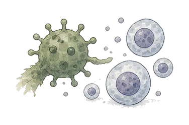 用一个主体和一个核心动作清晰表现“病原体，致病微生物”