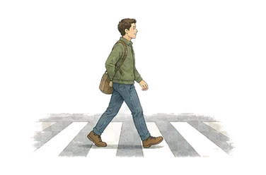 用一个主体和一个核心动作清晰表现“行人；平淡无奇的”