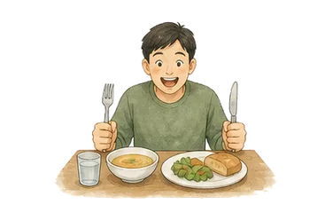 用一个主体和一个核心动作清晰表现“食欲，胃口；强烈欲望”