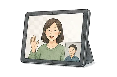 用一个主体和一个核心动作清晰表现“可视电话，视像电话”