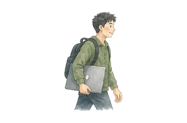 用一个主体和一个核心动作清晰表现“便携的，轻便的；便携式设备”
