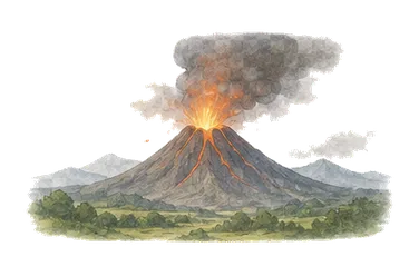 用一个主体和一个核心动作清晰表现“（火山）爆发；突然爆发，迸发”