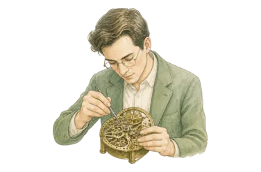 用一个主体和一个核心动作清晰表现“老练有修养的;复杂精密的”