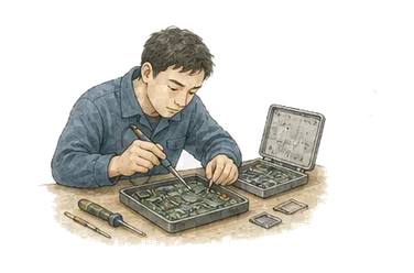 用一个主体和一个核心动作清晰表现“技师，技术员”