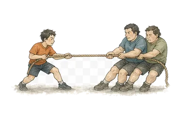 用一个主体和一个核心动作清晰表现“获胜，占优势；盛行，流行”