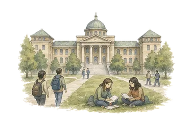 用一个主体和一个核心动作清晰表现“大学,高等学府”